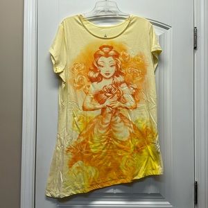 Disney Parks Beauty and the Beast Belle asymmetrical ombre short sleeve shirt XL